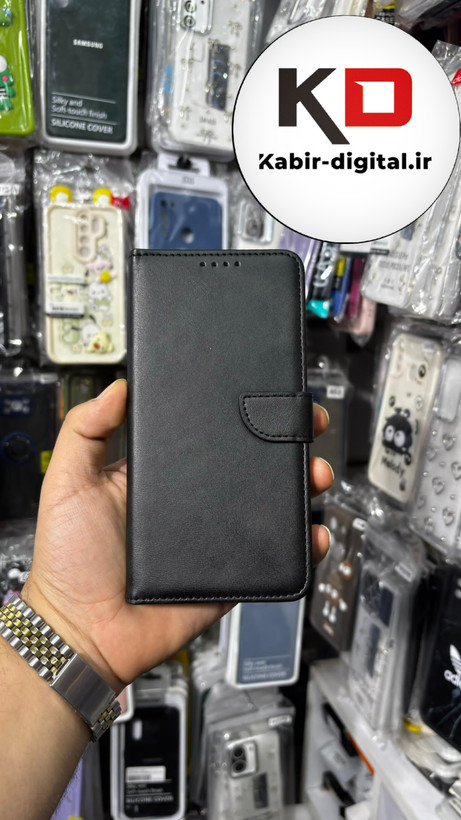 کیف گوشی Galaxy A52/A52s سامسونگ چرم مگنتی جاکارتی بند آویز دار مشکی