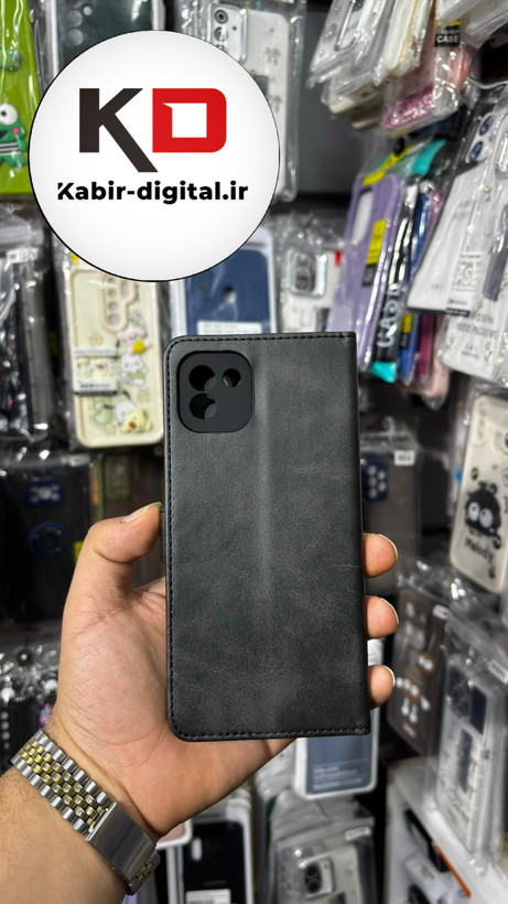 کیف گوشی Galaxy A03 سامسونگ چرم مگنتی جاکارتی بند آویز دار مشکی
