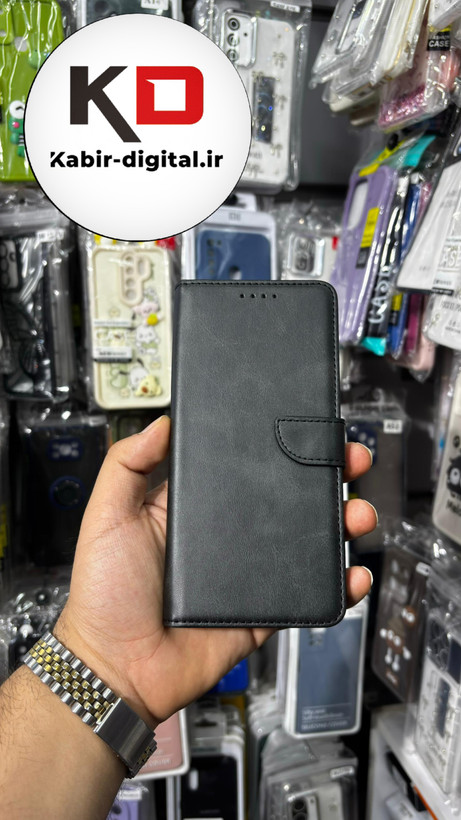 کیف گوشی Galaxy A03 سامسونگ چرم مگنتی جاکارتی بند آویز دار مشکی