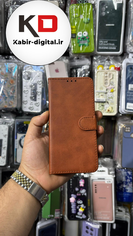 کیف گوشی Galaxy A50/A50s/A30s سامسونگ چرم مگنتی جاکارتی بند آویز دار قهوه ایی
