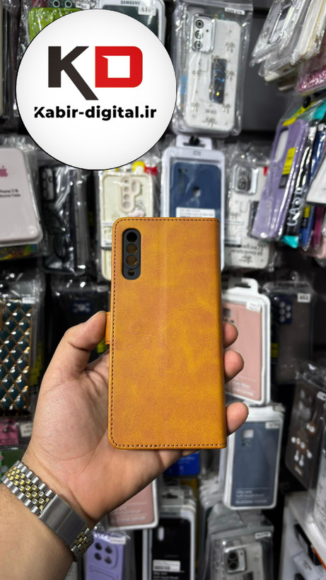 کیف گوشی Galaxy A50/A50s/A30s سامسونگ چرم مگنتی جاکارتی عسلی