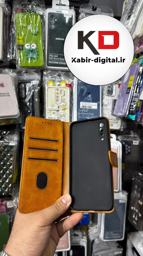 کیف گوشی Galaxy A50/A50s/A30s سامسونگ چرم مگنتی جاکارتی عسلی