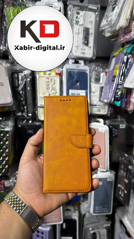 کیف گوشی Galaxy A50/A50s/A30s سامسونگ چرم مگنتی جاکارتی عسلی