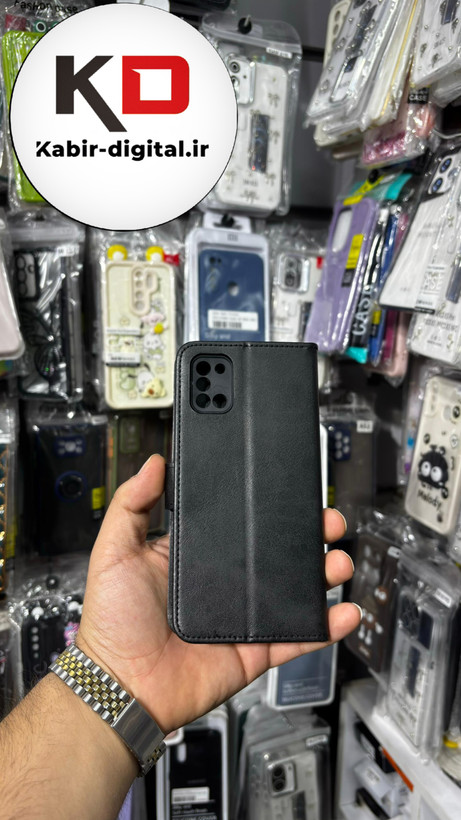 کیف گوشی Galaxy A31 سامسونگ چرم مگنتی جاکارتی بند آویز دار مشکی