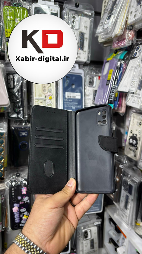 کیف گوشی Galaxy A31 سامسونگ چرم مگنتی جاکارتی بند آویز دار مشکی