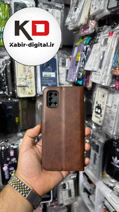 کیف گوشی Galaxy A31 سامسونگ چرم مگنتی جاکارتی بند آویز دار قهوه ایی