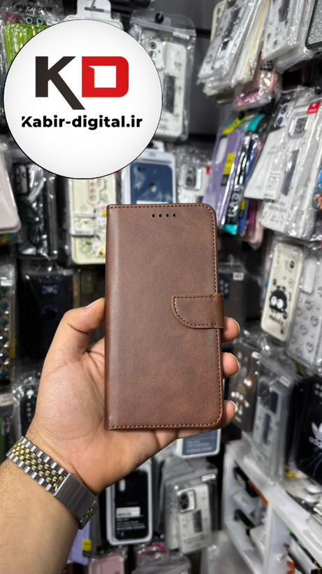 کیف گوشی Galaxy A31 سامسونگ چرم مگنتی جاکارتی بند آویز دار قهوه ایی