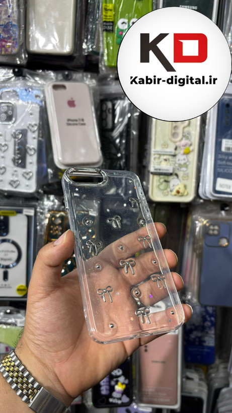 قاب گوشی iPhone 6 Plus/ 7 Plus/ 8 Plus آیفون لاکچری شفاف رزینی طرح شاین لنز کرومی طرح پاپیون کرومی