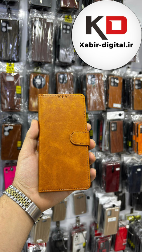 کیف گوشی Honor X9A آنر چرم مگنتی جاکارتی بند آویز دار عسلی