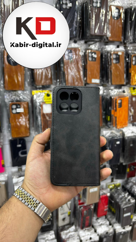 کیف گوشی Honor X8B آنر چرم مگنتی جاکارتی بند آویز دار مشکی