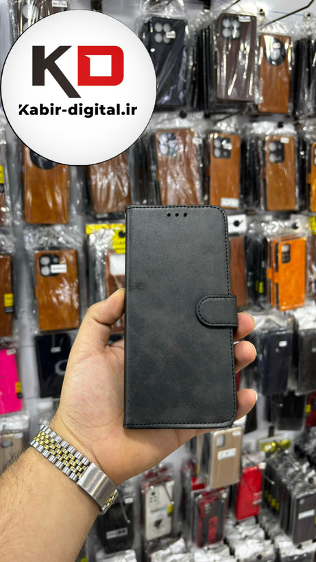 کیف گوشی Honor X8B آنر چرم مگنتی جاکارتی بند آویز دار مشکی