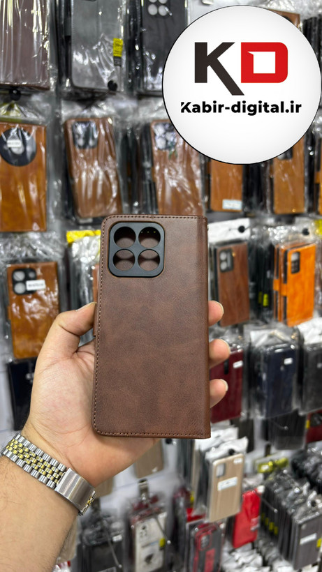 کیف گوشی Honor X8B آنر چرم مگنتی جاکارتی بند آویز دار قهوه ایی