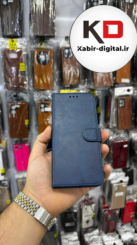 کیف گوشی Honor X8A آنر چرم مگنتی جاکارتی بند آویز دار سرمه ایی