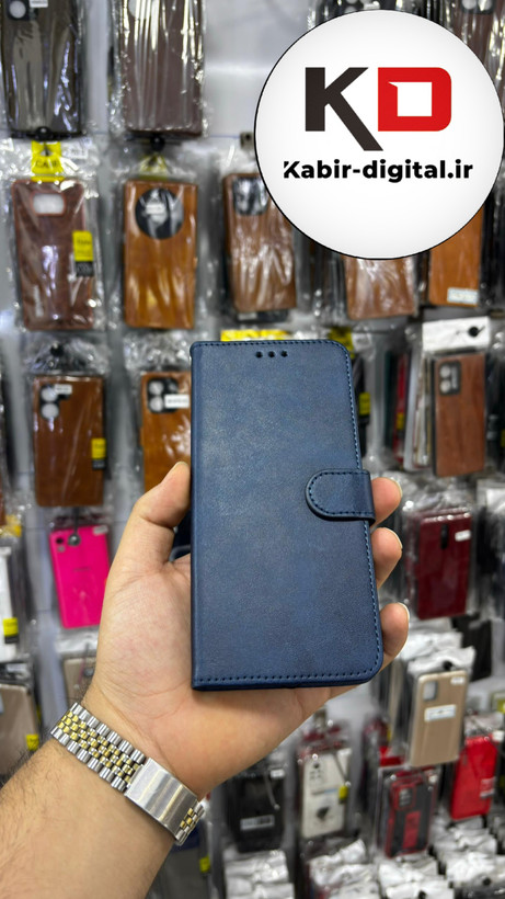 کیف گوشی Honor X7C آنر چرم مگنتی جاکارتی بند آویز دار سرمه ایی