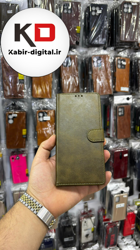 کیف گوشی Honor X7A آنر چرم مگنتی جاکارتی بند آویز دار سبز