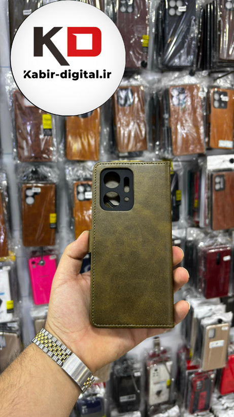 کیف گوشی Honor X7A آنر چرم مگنتی جاکارتی بند آویز دار سبز