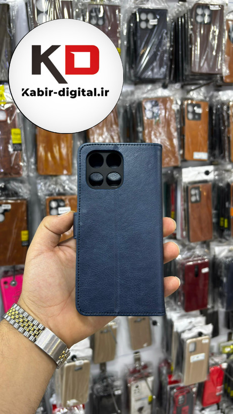 کیف گوشی Honor X5B Plus / X5B آنر چرم مگنتی جاکارتی سرمه ایی