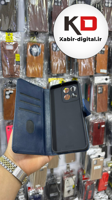 کیف گوشی Honor X5B Plus / X5B آنر چرم مگنتی جاکارتی سرمه ایی