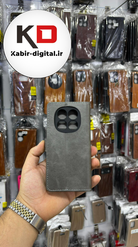 کیف گوشی Redmi Note 14 Pro Plus / Note 14 Pro 45g شیائومی چرم مگنتی جاکارتی خاکستری