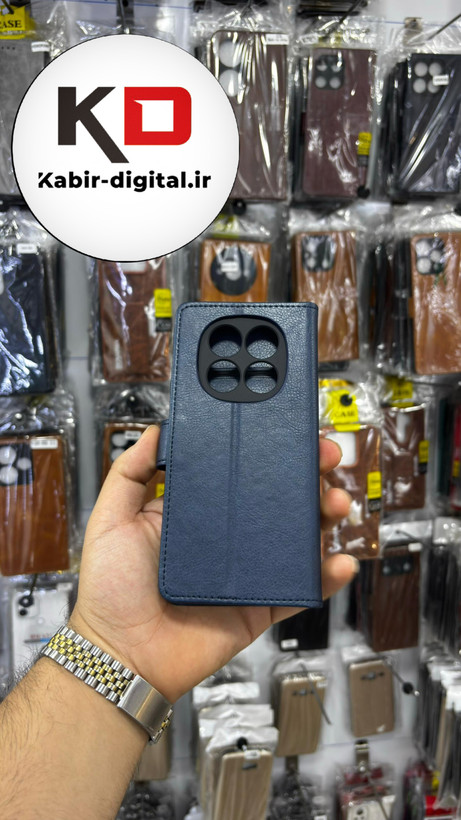 کیف گوشی Redmi Note 14 Pro Plus / Note 14 Pro 45g شیائومی چرم مگنتی جاکارتی سرمه ایی