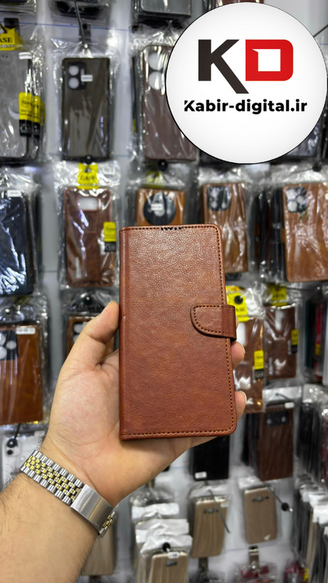 کیف گوشی Redmi Note 14 Pro Plus / Note 14 Pro 45g شیائومی چرم مگنتی جاکارتی قهوه ایی