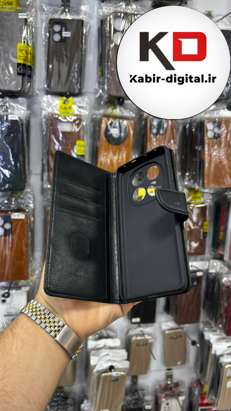 کیف گوشی Redmi Note 14 Pro Plus / Note 14 Pro 45g شیائومی چرم مگنتی جاکارتی مشکی