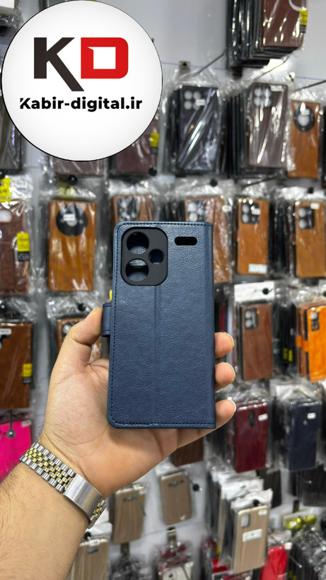 کیف گوشی Redmi Note 13 Pro Plus شیائومی چرم مگنتی جاکارتی سرمه ایی
