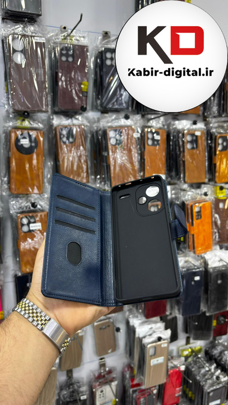 کیف گوشی Redmi Note 13 Pro Plus شیائومی چرم مگنتی جاکارتی سرمه ایی