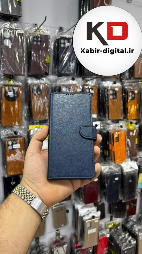 کیف گوشی Redmi Note 13 Pro Plus شیائومی چرم مگنتی جاکارتی سرمه ایی