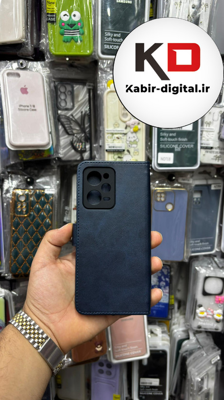 کیف گوشی Poco X5 Proشیائومی چرم مگنتی جاکارتی بند آویز دار سرمه ایی