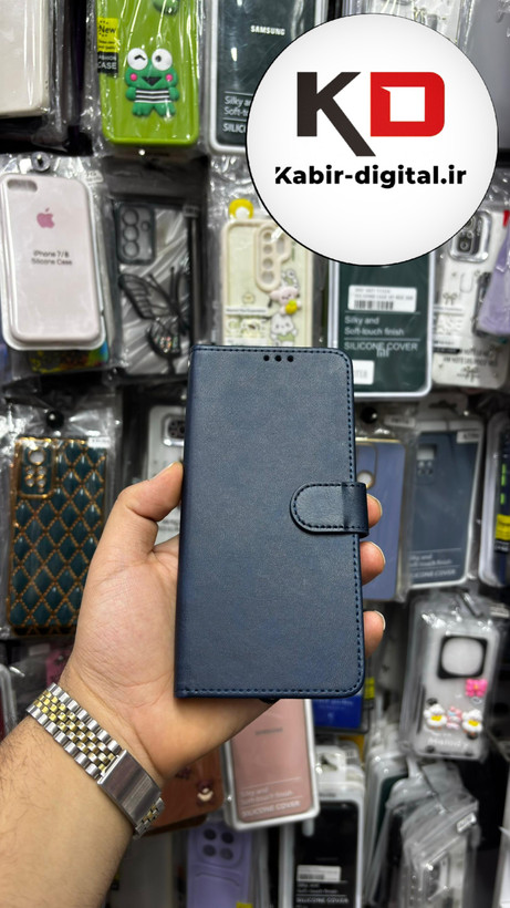 کیف گوشی Poco X5 Proشیائومی چرم مگنتی جاکارتی بند آویز دار سرمه ایی