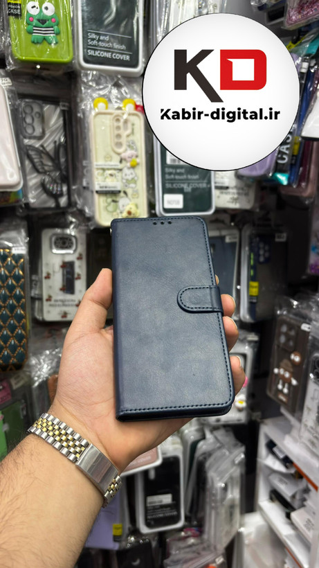 کیف گوشی Poco X6 Proشیائومی چرم مگنتی جاکارتی بند آویز دار سرمه ایی