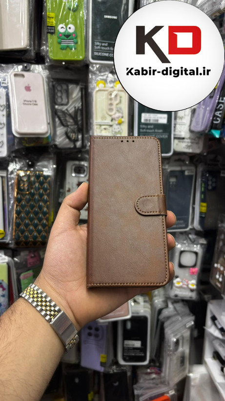 کیف گوشی Poco X6 Proشیائومی چرم مگنتی جاکارتی بند آویز دار قهوه ایی