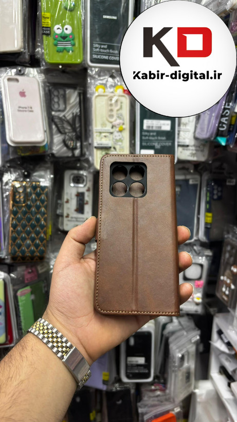 کیف گوشی Poco X6 Proشیائومی چرم مگنتی جاکارتی بند آویز دار قهوه ایی