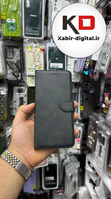 کیف گوشی Redmi Note 10 Proشیائومی چرم مگنتی جاکارتی بند آویز دار مشکی