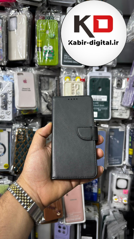 کیف گوشی Galaxy J500 / J5 2015 سامسونگ چرم مگنتی جاکارتی بند آویز دار مشکی