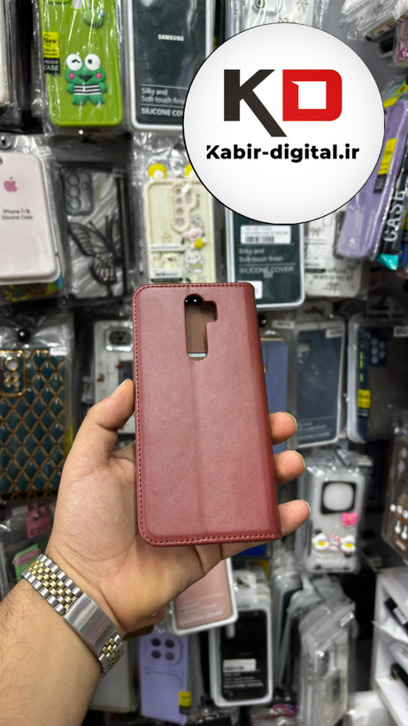 قاب گوشی Redmi Note 8 Pro شیائومی چرم مگنتی جاکارتی دار قهوه ایی