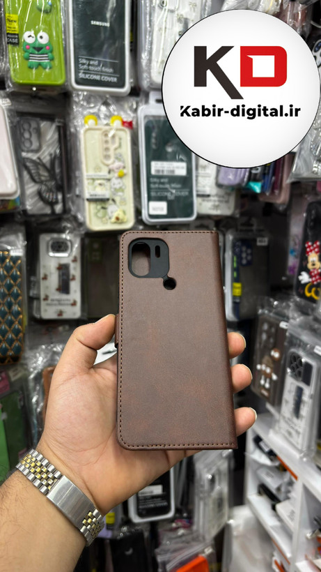 قاب گوشی Redmi A1 Plus / A2 Plus شیائومی چرم مگنتی جاکارتی بند آویز دار قهوه ایی
