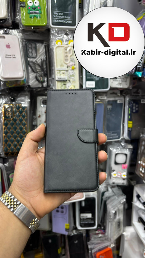 قاب گوشی Redmi A1 Plus / A2 Plus شیائومی چرم مگنتی جاکارتی بند آویز دار مشکی