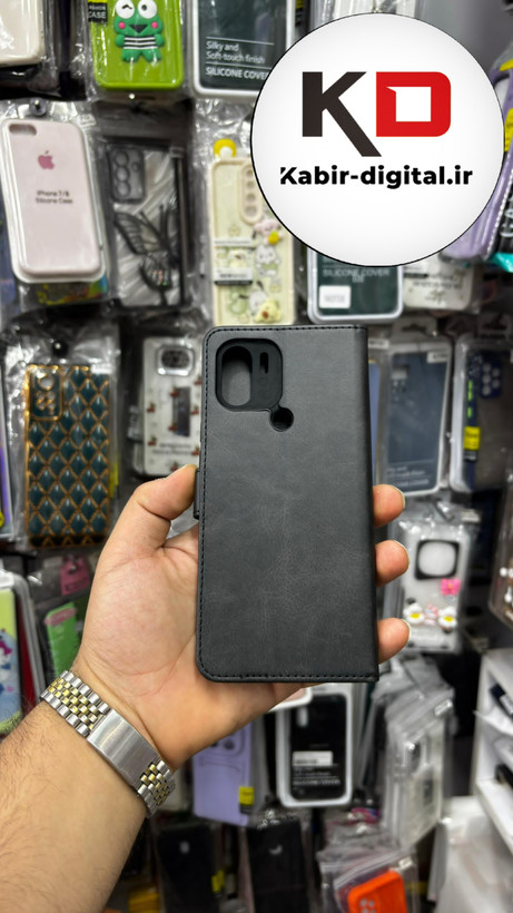 قاب گوشی Redmi A1 Plus / A2 Plus شیائومی چرم مگنتی جاکارتی بند آویز دار مشکی