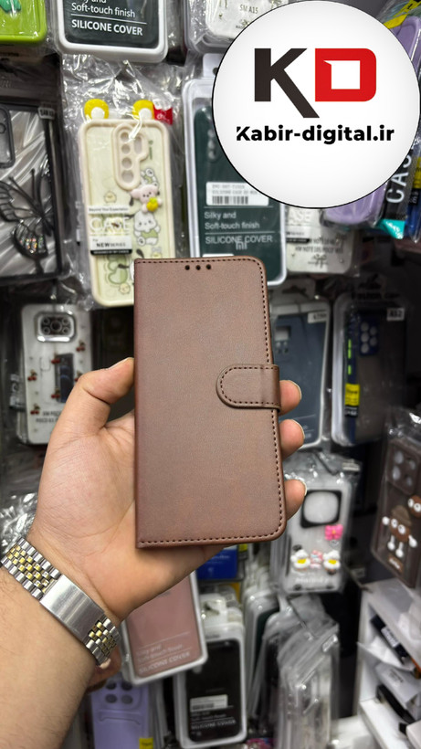 کیف گوشی Galaxy A20/A30 سامسونگ چرم مگنتی جاکارتی بند آویز دار قهوه ایی