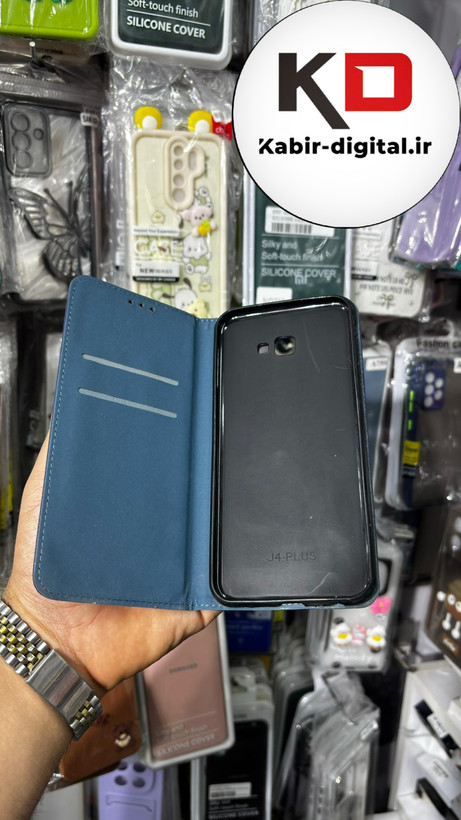 کیف گوشی Galaxy J4 Plus سامسونگ چرم مگنتی جاکارتی سرمه ایی