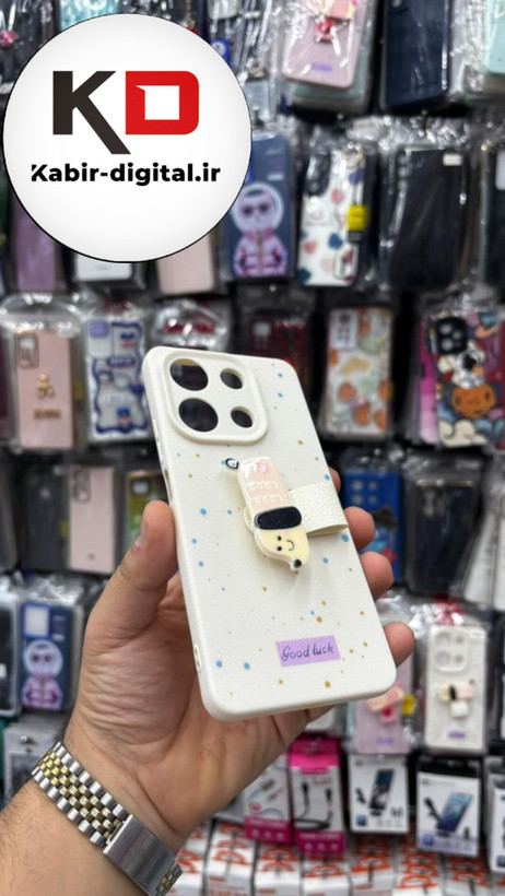 قاب گوشی RedmiNote 13 4G شیائومی سیلیکونی فانتزی برجسته لاکچری هولدردار فانتزی طرح سگ کرمی