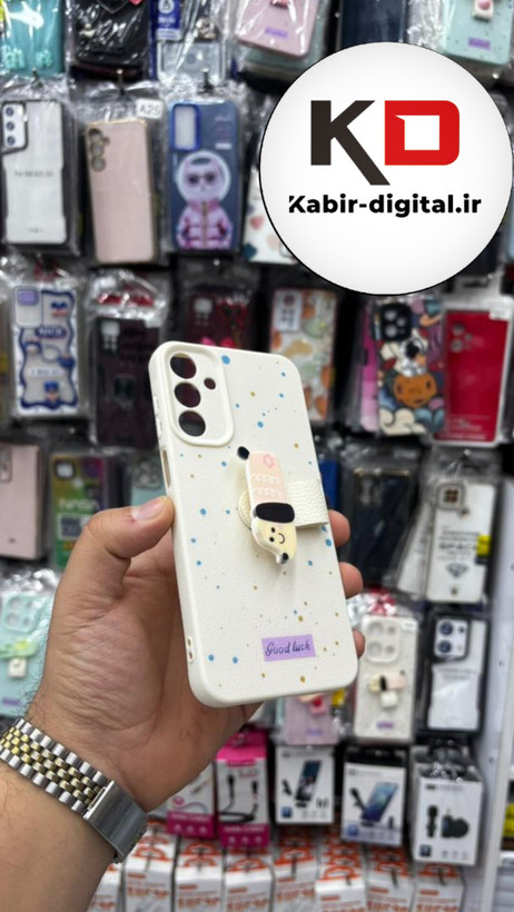 قاب گوشی Galaxy A54 سامسونگ سیلیکونی فانتزی برجسته لاکچری هولدردار فانتزی طرح سگ کرمی