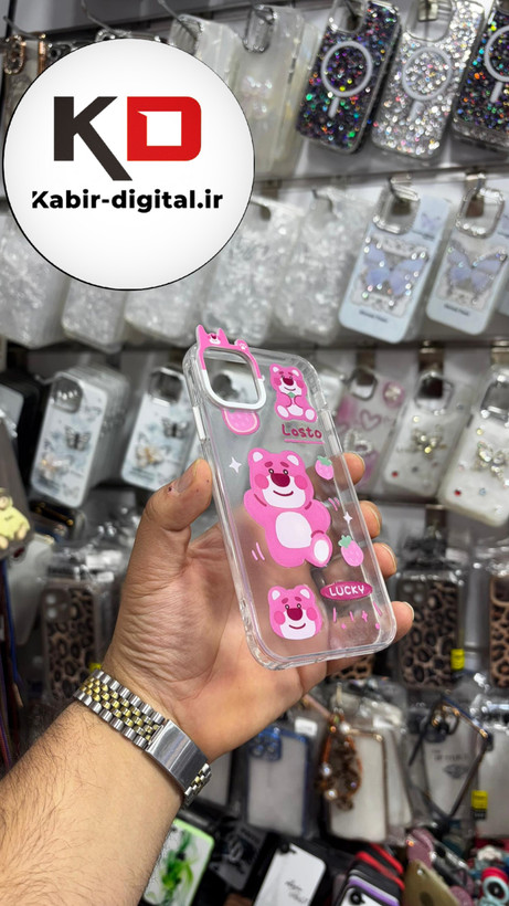 قاب گوشی iPhone 11 آیفون شفاف فانتزی عروسکی طرح خرس صورتی