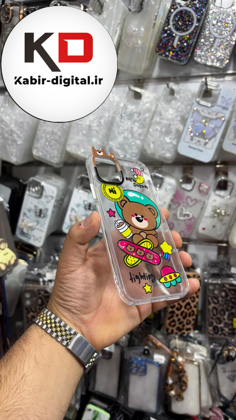 قاب گوشی iPhone 11 آیفون شفاف فانتزی عروسکی طرح خرس قهوه ایی