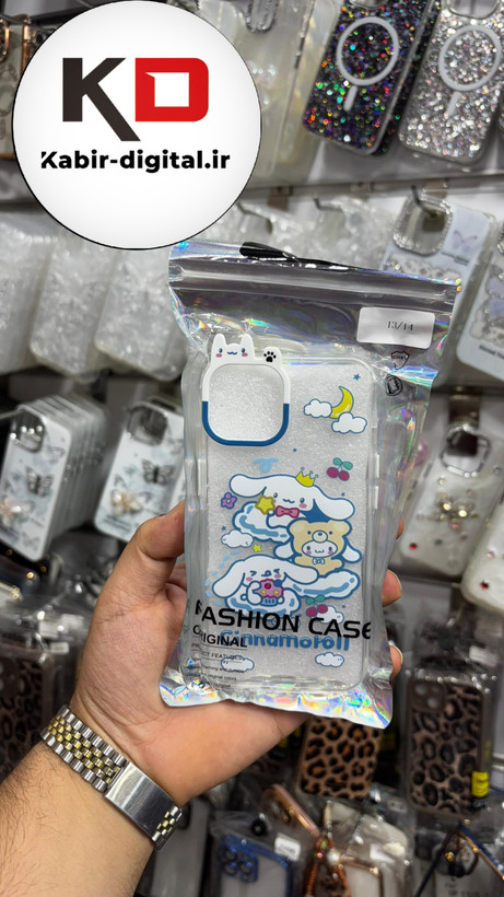 قاب گوشی iPhone 13/14/15 آیفون شفاف فانتزی عروسکی طرح عروسکی سفید