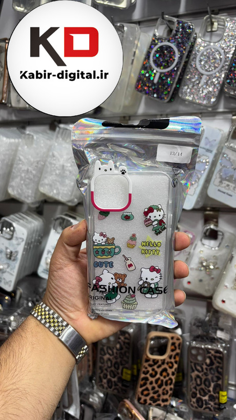 قاب گوشی iPhone 13/14/15 آیفون شفاف فانتزی عروسکی طرح هلوکیتی