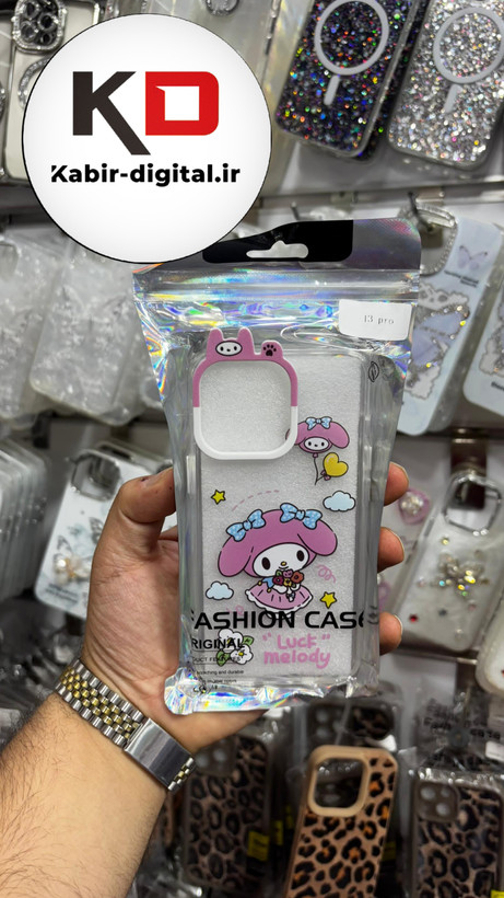 قاب گوشی iPhone 13 Pro آیفون شفاف فانتزی عروسکی طرح ملودی صورتی
