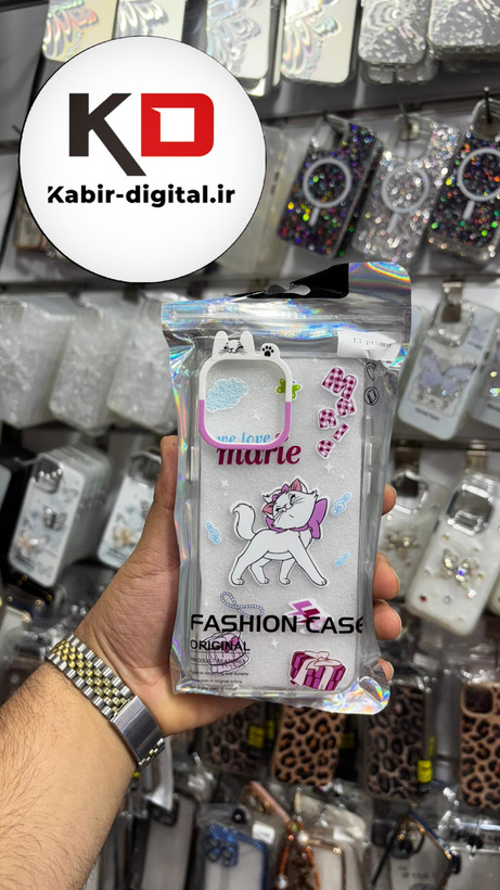 قاب گوشی iPhone 13 Pro Max آیفون شفاف فانتزی عروسکی طرح گربه سفید